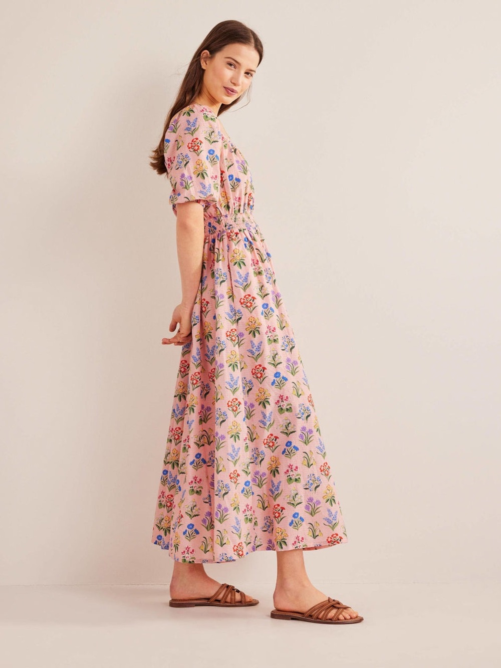 NWT Boden Scoop Neck Midi Dress in Dusty Pink, Spring Garden floral, Size 10 - Picture 14 of 14